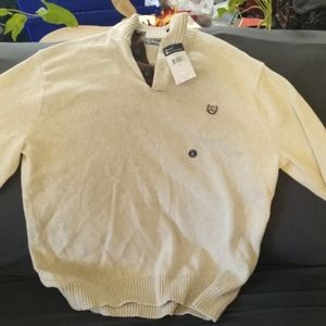 Chaps large sweater new with tags with elbow patch